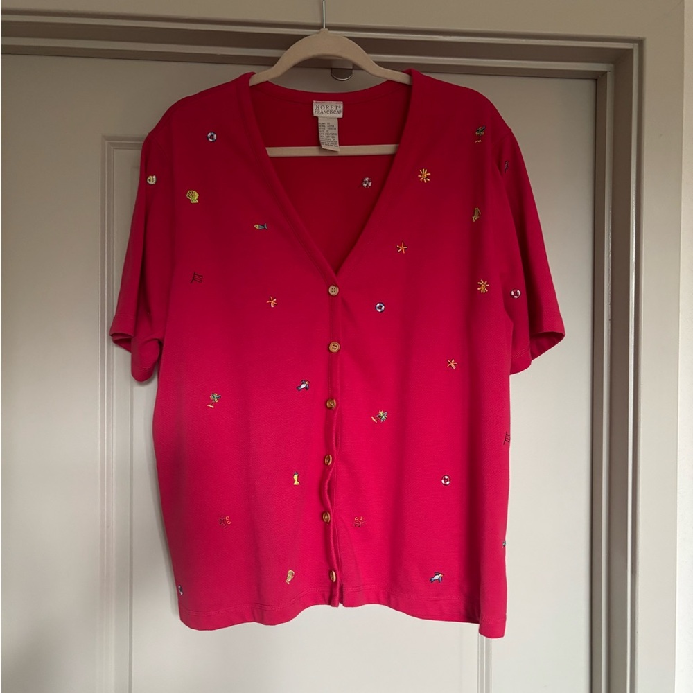 Koret Pink Embroidered Button-Down Shirt